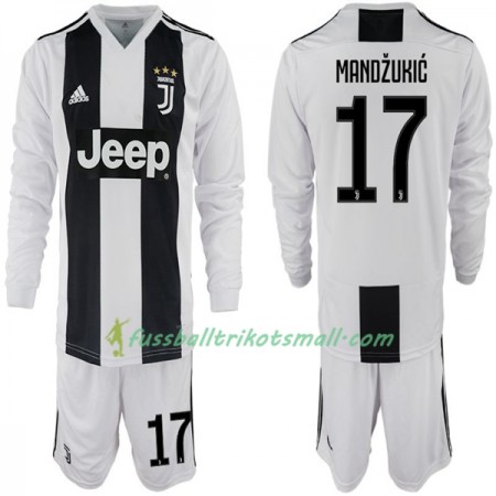 Fußballtrikots Juventus Turin Mario Mandzukic 17 Kinder 2018-2019 Langarm Heimtrikotsatz kaufen